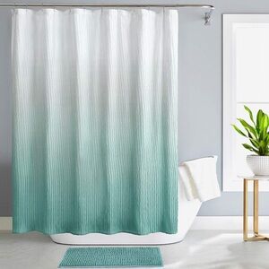 Elegant Ombre Shower Curtain Set w/ Rug & Hooks
